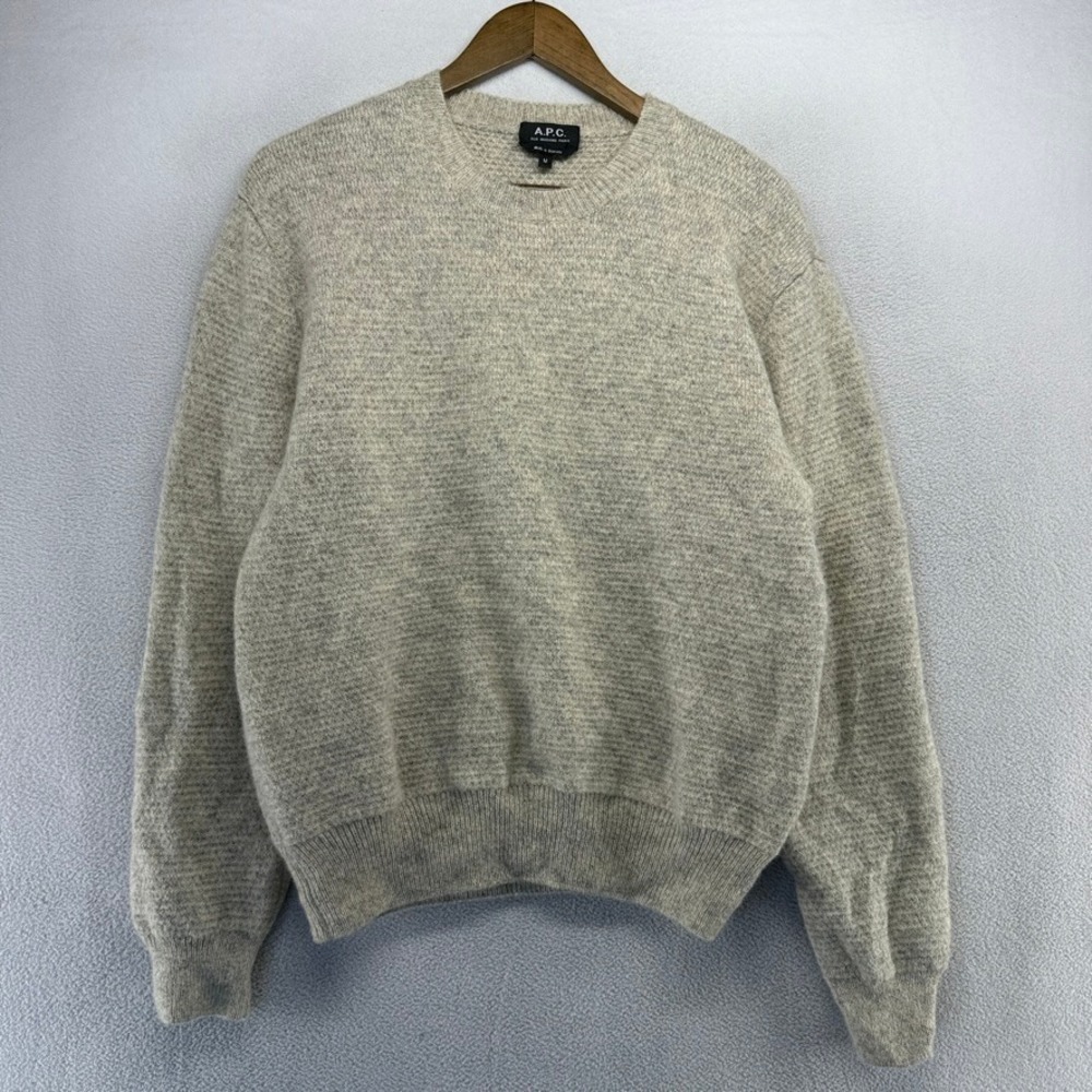 APC Sweater Men's Medium Virgin Wool Solid Crewneck Knit paris Pullover Preppy - Picture 1 of 8